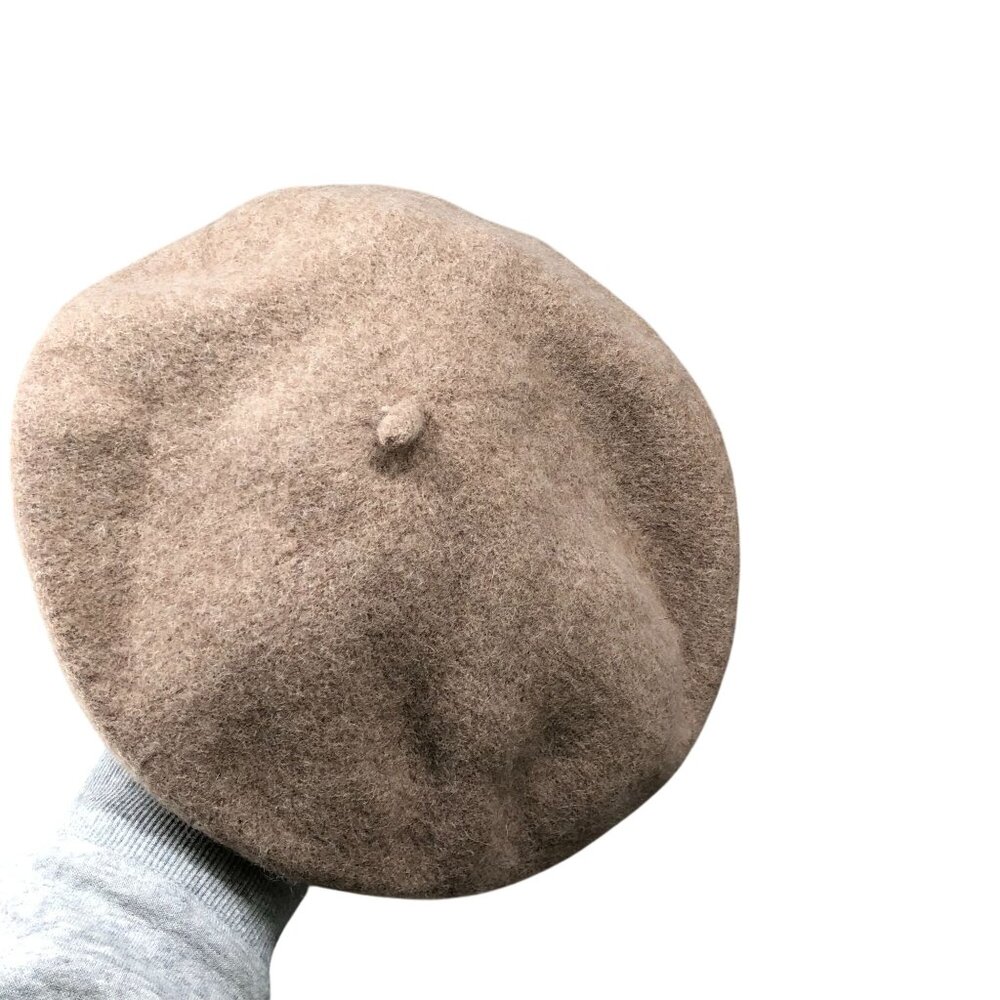 Zara 100% Wool Tan Beret Hat Womens S/M Artist Cap Fall Winter